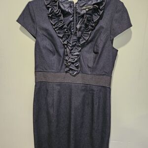 Sandra Darren Black Ruffled Mini Dress